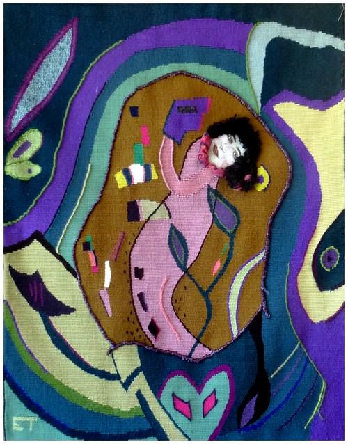 Du côté de chez Klimpt, tapisserie contemporaine de haute lice, Atelier Enila Tityad