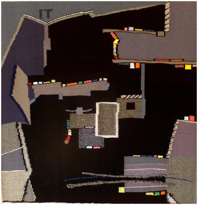 La Cité avant l'Aube, tapisserie contemporaine de haute lice, Atelier Enila Tityad