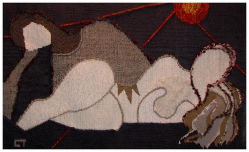 Quiétude, tapisserie contemporaine de haute lice, Atelier Enila Tityad